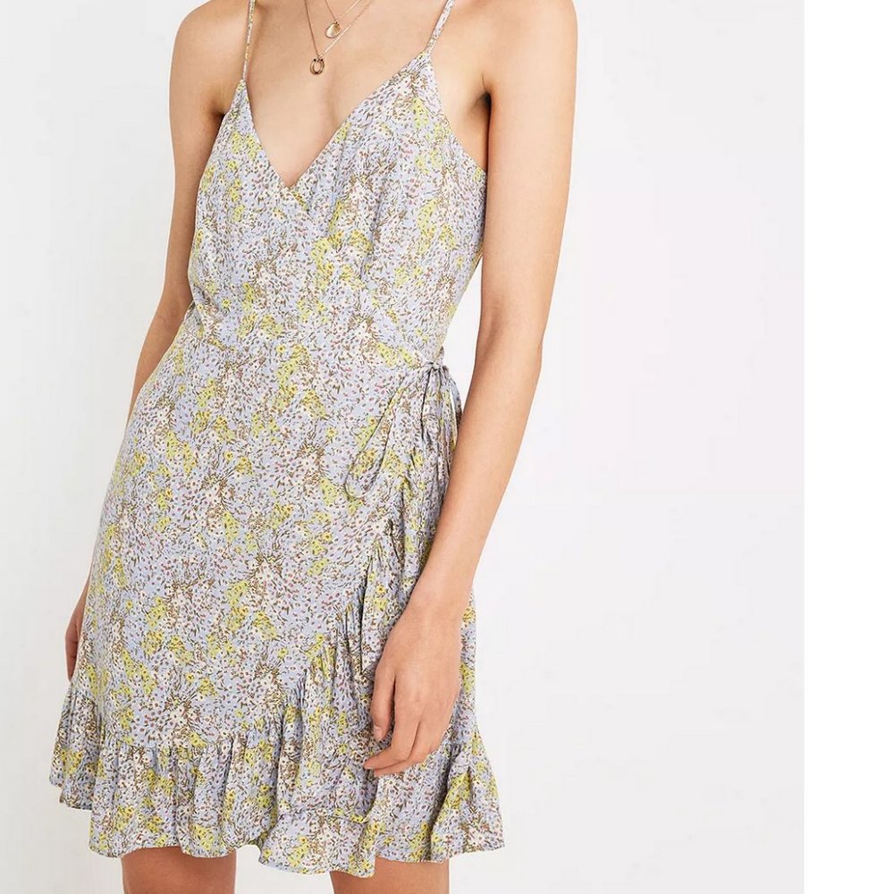 Free People Lavender Floral Wrap Mini Dress